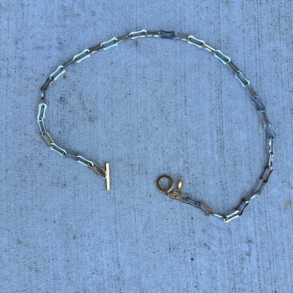 Silver and Gold "Gothica" Toggle
Clasp Necklace